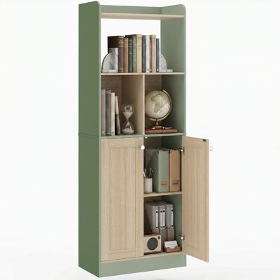 Bibliothèque - Homcom - 5 Niveaux Avec 2 Portes - Étagères Cubes - Bois - 60 X 30 X 161,2 Cm - Vert Et Bois Naturel - Publicité Bibliothèque - Homcom - 5 Niveaux Avec 2 Portes - Étagères Cubes - Bois - 60 X 30 X 161,2 Cm - Vert Et Bois Naturel - Publicité