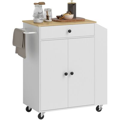 OEM Chariot De Cuisine Avec Tiroir, Compartiment De Rangement, Porte-épices, Porte-serviettes, 82 X 38 X 86,5 Cm, Blanc/chêne - Publicité OEM Chariot De Cuisine Avec Tiroir, Compartiment De Rangement, Porte-épices, Porte-serviettes, 82 X 38 X 86,5 Cm, Blanc/chêne - Publicité