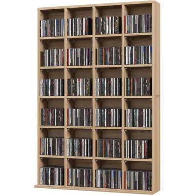OEM Meuble De Rangement Multimédia 456 Cd/ 336 Dvd - Bibliothèque En Bois Avec Étagères Réglables 89 X 130,5 Cm Bois Naturel - Publicité OEM Meuble De Rangement Multimédia 456 Cd/ 336 Dvd - Bibliothèque En Bois Avec Étagères Réglables 89 X 130,5 Cm Bois Naturel - Publicité