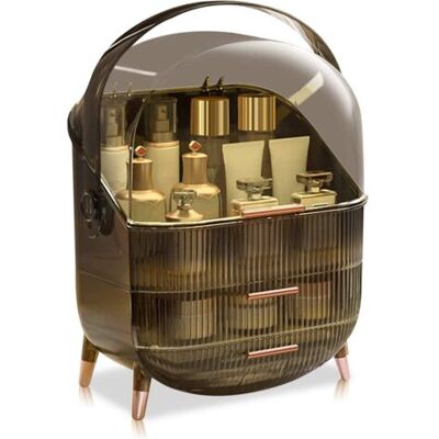 Bunthaus Organisateur De Maquillage , Boîte De Présentation Cosmétique Pour Soins De La Peau Avec Couvercle Anti-poussière, Poignée Portable, Boîte À Maquillage Étanche Pour Plan De Toilette, Commode - Publicité Bunthaus Organisateur De Maquillage , Boîte De Présentation Cosmétique Pour Soins De La Peau Avec Couvercle Anti-poussière, Poignée Portable, Boîte À Maquillage Étanche Pour Plan De Toilette, Commode - Publicité