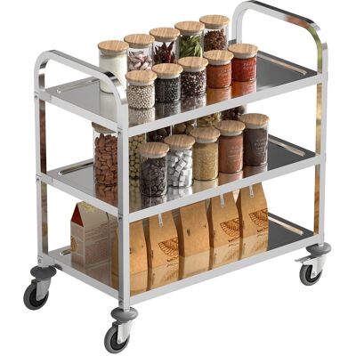 ARRIGONI Desserte De Cuisine À Roulettes À 3 Étagères, Chariot De Rangement En Acier Inox., Chariot De Cuisine Et Salle À Manger, 90,5 X 50,5 X 88,2 Cm, Argenté - Publicité ARRIGONI Desserte De Cuisine À Roulettes À 3 Étagères, Chariot De Rangement En Acier Inox., Chariot De Cuisine Et Salle À Manger, 90,5 X 50,5 X 88,2 Cm, Argenté - Publicité
