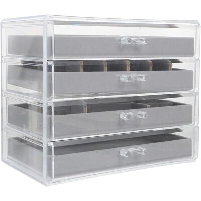 SLOWMOOSE Boîte De Rangement Cosmétique À Plusieurs Compartiments, Type Tiroir, Organisateur De Maquillage À 4 Niveaux Pour Coiffeuse - Publicité SLOWMOOSE Boîte De Rangement Cosmétique À Plusieurs Compartiments, Type Tiroir, Organisateur De Maquillage À 4 Niveaux Pour Coiffeuse - Publicité