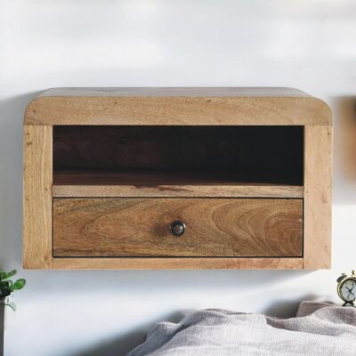 ACKERMAN Table De Chevet Flottante Massive En Bois Massif, 1 Tiroir Avec 1 Étagère Ouverte, Aspect Chêne, Brun - Publicité ACKERMAN Table De Chevet Flottante Massive En Bois Massif, 1 Tiroir Avec 1 Étagère Ouverte, Aspect Chêne, Brun - Publicité