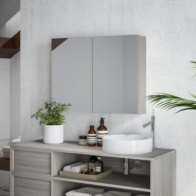 Generic Armoire Murale Salle De Bain Avec Miroir, Meuble Salle De Bain, Double Portes Et Étagères Réglables, 80x15x60cm, Gris - Publicité Generic Armoire Murale Salle De Bain Avec Miroir, Meuble Salle De Bain, Double Portes Et Étagères Réglables, 80x15x60cm, Gris - Publicité