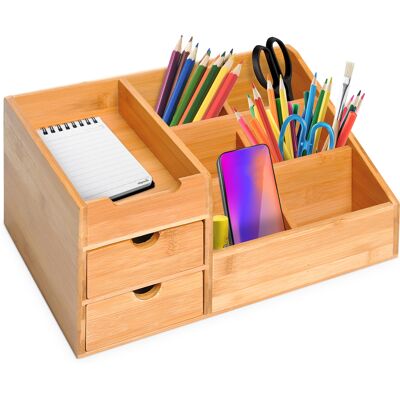 ACKERMAN Organiseur De Bureau, Boîte De Rangement Avec 2 Tiroirs Pour Ordre Et Organisation, Naturel, L33 X L20,5 X H15,5 Cm - Publicité ACKERMAN Organiseur De Bureau, Boîte De Rangement Avec 2 Tiroirs Pour Ordre Et Organisation, Naturel, L33 X L20,5 X H15,5 Cm - Publicité
