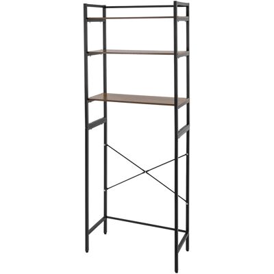 SANBOUSI Étagère Pour Machine À Laver – 3 Niveaux, Noir Et Chêne, Acier + Mdf, Charge 15kg – Haute 181 Cm, Gain De Place Buanderie - Publicité SANBOUSI Étagère Pour Machine À Laver – 3 Niveaux, Noir Et Chêne, Acier + Mdf, Charge 15kg – Haute 181 Cm, Gain De Place Buanderie - Publicité
