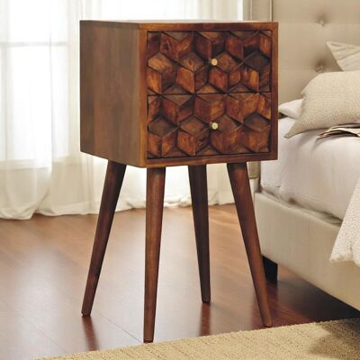 ACKERMAN Solid Wood Mini Chestnut Cube Bedside, 2 Drawers, Dark Brown - Publicité ACKERMAN Solid Wood Mini Chestnut Cube Bedside, 2 Drawers, Dark Brown - Publicité