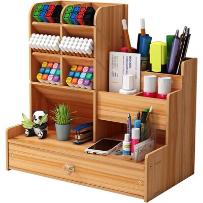 ALVIOR Organisateur Bureau - Bois Épais 24,5 X 15 X 25,4 Cm - 6 Compartiments Inclinés + 6 Compartiments Plats + 1 Tiroir Coulissant + Porte-stylo - Pour Bureau Maison Bureau - Publicité ALVIOR Organisateur Bureau - Bois Épais 24,5 X 15 X 25,4 Cm - 6 Compartiments Inclinés + 6 Compartiments Plats + 1 Tiroir Coulissant + Porte-stylo - Pour Bureau Maison Bureau - Publicité