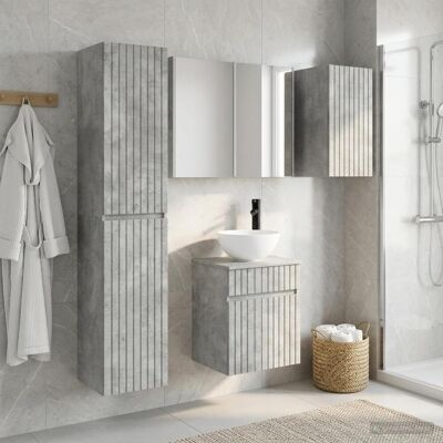 Ensemble D'Armoire De Salle De Bain 5 Pcs Gris Béton Vidaxl - Publicité Ensemble D'Armoire De Salle De Bain 5 Pcs Gris Béton Vidaxl - Publicité
