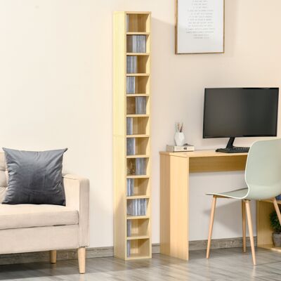 OEM Homcom Étagère Colonne De Rangement Cd/dvd - 12 Compartiments, Capacité 204 Cd, 21x20x175cm, Bois Naturel - Publicité OEM Homcom Étagère Colonne De Rangement Cd/dvd - 12 Compartiments, Capacité 204 Cd, 21x20x175cm, Bois Naturel - Publicité