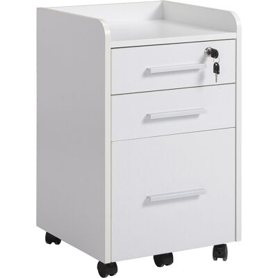 OEM Caisson De Bureau Rangement Sur Roulettes 3 Tiroirs 1 Verrouillable Trieur Dossiers En Bois Blanc - Publicité OEM Caisson De Bureau Rangement Sur Roulettes 3 Tiroirs 1 Verrouillable Trieur Dossiers En Bois Blanc - Publicité