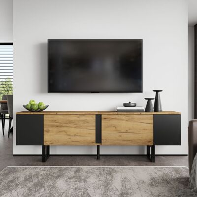 LEMONBEST Meuble Tv 180x40x55 Cm Avec 2 Portes Niches Latérales Soft Close ,meuble Tv Bas Jusquà 75 Pouces,panneau De Particules,naturel - Publicité LEMONBEST Meuble Tv 180x40x55 Cm Avec 2 Portes Niches Latérales Soft Close ,meuble Tv Bas Jusquà 75 Pouces,panneau De Particules,naturel - Publicité