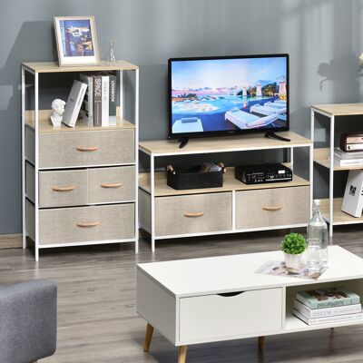 OEM Commode En Tissu À 4 Tiroirs, Compartiment Ouvert Et Structure En Métal, Idéale Pour Une Chambre Ou Une Entrée, Grise. Publicité OEM Commode En Tissu À 4 Tiroirs, Compartiment Ouvert Et Structure En Métal, Idéale Pour Une Chambre Ou Une Entrée, Grise. Publicité