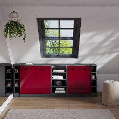 Ensembles De Meuble De Rangement Sous Pente Rion, Rouge Brillant, 210cm Lot De 5 Caissons 60 Cm De Profondeur, Vicco - Publicité Ensembles De Meuble De Rangement Sous Pente Rion, Rouge Brillant, 210cm Lot De 5 Caissons 60 Cm De Profondeur, Vicco - Publicité