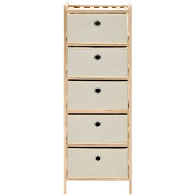 DESIGN IN Étagère De Rangement 5 Paniers Tissu Bois De Cèdre Beige - Publicité DESIGN IN Étagère De Rangement 5 Paniers Tissu Bois De Cèdre Beige - Publicité