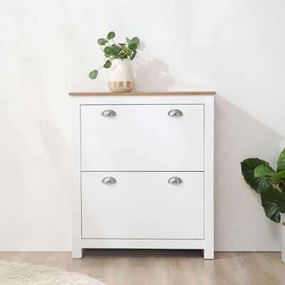 Generic Meuble À Chaussures 12 Paires, Armoire À Chaussures Étroite Avec 2 Tiroirs Rabattables Et Étagères Réglables, Poignées Coquilles Métal, Pour Couloir - Publicité Generic Meuble À Chaussures 12 Paires, Armoire À Chaussures Étroite Avec 2 Tiroirs Rabattables Et Étagères Réglables, Poignées Coquilles Métal, Pour Couloir - Publicité