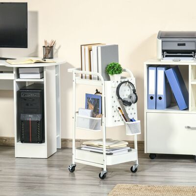 DEVOKO Chariot Avec Tiroirs, Étagère De Cuisine À 3 Étages Sur Roulettes Pour Cuisine Et Bureau, Acier Blanc 51,5 X 32 X 75,6 Cm - Publicité DEVOKO Chariot Avec Tiroirs, Étagère De Cuisine À 3 Étages Sur Roulettes Pour Cuisine Et Bureau, Acier Blanc 51,5 X 32 X 75,6 Cm - Publicité
