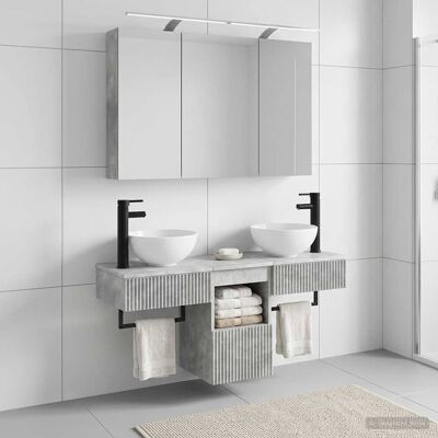 Ensemble D'Armoire De Salle De Bain 4 Pcs Gris Béton Vidaxl - Publicité Ensemble D'Armoire De Salle De Bain 4 Pcs Gris Béton Vidaxl - Publicité