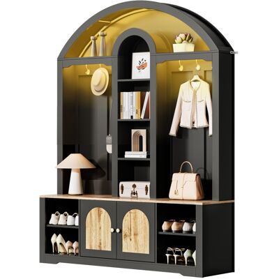 ACKERMAN Armoire/meuble D'Entrée Multifonctionnel Avec Étagère À Chaussures, Étagères Et Crochets. Armoire En Mdf Robuste, Au Design Moderne Et Offrant Un Espace De Rangement Pratique. Publicité ACKERMAN Armoire/meuble D'Entrée Multifonctionnel Avec Étagère À Chaussures, Étagères Et Crochets. Armoire En Mdf Robuste, Au Design Moderne Et Offrant Un Espace De Rangement Pratique. Publicité