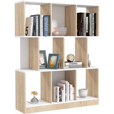 OEM Bibliothèque À 8 Niveaux Pour Salon Et Chambre, En Bois, 100 X 27 X 124 Cm, Chêne Et Blanc Pour Rangement De Livres, Documents Et Objets Décoratifs En Bois Massif Solide Et Élégant - Publicité OEM Bibliothèque À 8 Niveaux Pour Salon Et Chambre, En Bois, 100 X 27 X 124 Cm, Chêne Et Blanc Pour Rangement De Livres, Documents Et Objets Décoratifs En Bois Massif Solide Et Élégant - Publicité