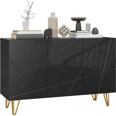 ARRIGONI Buffet Moderne 2 Armoires Et Etagere Reglable Noir Et Or 120 X 40 X 75 Cm - Publicité ARRIGONI Buffet Moderne 2 Armoires Et Etagere Reglable Noir Et Or 120 X 40 X 75 Cm - Publicité