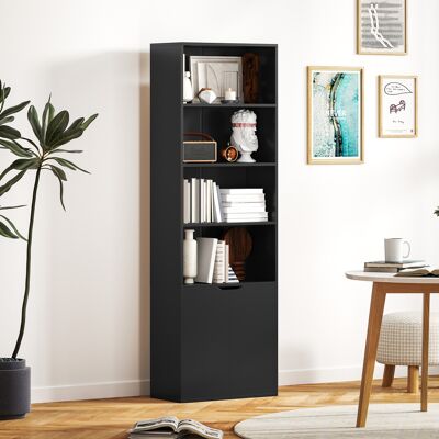 OEM Homcom Bibliothèque Armoire À Livres - 4 Compartiments Ouverts & 2 Portes, Pour Salon & Bureau, 59x29x180cm, Noir - Publicité OEM Homcom Bibliothèque Armoire À Livres - 4 Compartiments Ouverts & 2 Portes, Pour Salon & Bureau, 59x29x180cm, Noir - Publicité