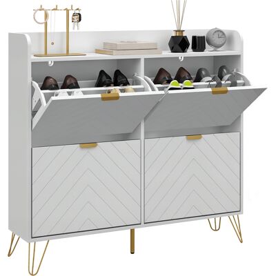 OEM Meuble À Chaussures 4 Abattants, Avec Étagère Réglable, Rangement Chaussure 106 X 24 X 102 Cm, Blanc - Publicité OEM Meuble À Chaussures 4 Abattants, Avec Étagère Réglable, Rangement Chaussure 106 X 24 X 102 Cm, Blanc - Publicité