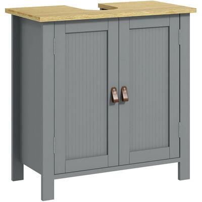 Generic Meuble Sous Lavabo 2 Portes Étagère Réglable 2 Étages À L'Intérieure Poignées En Pu 60 X 30 X 60 Cm Gris - Publicité Generic Meuble Sous Lavabo 2 Portes Étagère Réglable 2 Étages À L'Intérieure Poignées En Pu 60 X 30 X 60 Cm Gris - Publicité