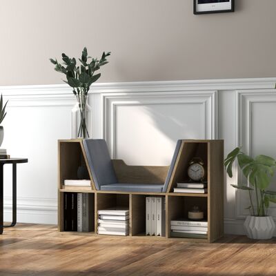 OEM Bibliothèque Banc 6 Casiers 3 Coussins 102x30x61 Cm Chêne Gris - Publicité OEM Bibliothèque Banc 6 Casiers 3 Coussins 102x30x61 Cm Chêne Gris - Publicité