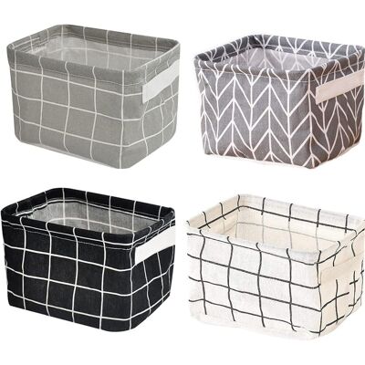 LUMIERE Lot De 4 Paniers De Rangement En Tissu Avec Poignées, Pliables Et Imperméables, Petits Paniers Et Mini-boîtes Carrées Pour La Maison. Publicité LUMIERE Lot De 4 Paniers De Rangement En Tissu Avec Poignées, Pliables Et Imperméables, Petits Paniers Et Mini-boîtes Carrées Pour La Maison. Publicité