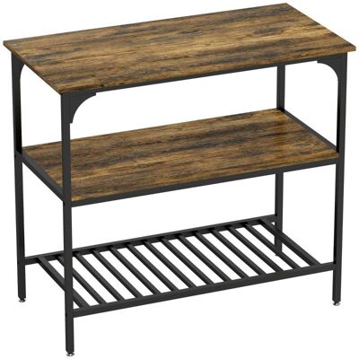OEM Étagère De Boulanger, Étagère De Cuisine À 3 Niveaux Avec Structure En Acier, Marron Rustique Et Noir - Publicité OEM Étagère De Boulanger, Étagère De Cuisine À 3 Niveaux Avec Structure En Acier, Marron Rustique Et Noir - Publicité