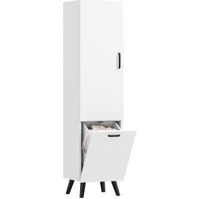 OEM Armoire De Salle De Bain Haute Avec Portes Et Étagères, Panier À Linge Pour Petits Espaces, 35 X 31,5 X 144 Cm, Blanche - Publicité OEM Armoire De Salle De Bain Haute Avec Portes Et Étagères, Panier À Linge Pour Petits Espaces, 35 X 31,5 X 144 Cm, Blanche - Publicité