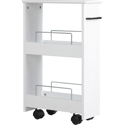 ARRIGONI Desserte De Rangement Multiusage En Bois Mdf Et Roulettes 42,5x20,3x66,7 Cm Blanc - Publicité ARRIGONI Desserte De Rangement Multiusage En Bois Mdf Et Roulettes 42,5x20,3x66,7 Cm Blanc - Publicité