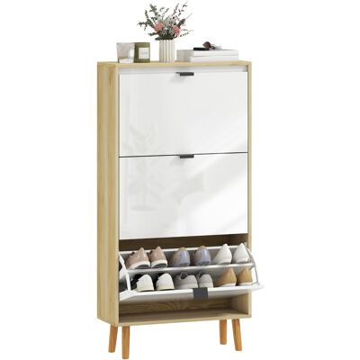OEM Meuble À Chaussures. Armoire À Chaussures Étroite. 3 Tiroirs Rabattables. Porte Haute Brillante. 60x24x127cm. Blanc - Publicité OEM Meuble À Chaussures. Armoire À Chaussures Étroite. 3 Tiroirs Rabattables. Porte Haute Brillante. 60x24x127cm. Blanc - Publicité
