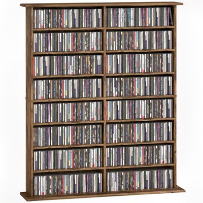 Rangements Pour Cd Et Dvd - Homcom - 16 Compartiments Et 12 Étagères Réglables - Capacité Max. 720 Cd/396 Dvd Et Blu-ray - Marron - Publicité Rangements Pour Cd Et Dvd - Homcom - 16 Compartiments Et 12 Étagères Réglables - Capacité Max. 720 Cd/396 Dvd Et Blu-ray - Marron - Publicité