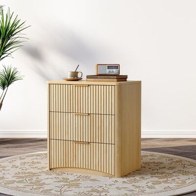 OEM Table De Chevet Classique Avec 3 Tiroirs Spacieux – Design Rainuré Unique, Poignées En Métal De Haute Qualité Et Glissières Silencieuses – Piètement Robuste – Chêne - Publicité OEM Table De Chevet Classique Avec 3 Tiroirs Spacieux – Design Rainuré Unique, Poignées En Métal De Haute Qualité Et Glissières Silencieuses – Piètement Robuste – Chêne - Publicité
