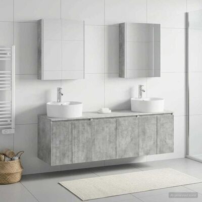 Ensemble D'Armoire De Salle De Bain 5 Pcs Gris Béton Vidaxl - Publicité Ensemble D'Armoire De Salle De Bain 5 Pcs Gris Béton Vidaxl - Publicité