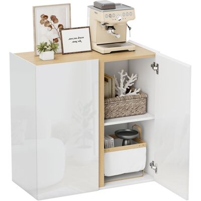 ARRIGONI Commode Sideboard Avec Portes A Fermeture Douce Et Etagere Reglable Blanc - Publicité ARRIGONI Commode Sideboard Avec Portes A Fermeture Douce Et Etagere Reglable Blanc - Publicité