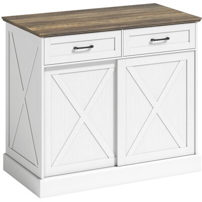 MH Îlot Cuisine Nanteval Rustique Chic Rangement Table À Manger Blanc Brun Antique 106cm - Publicité MH Îlot Cuisine Nanteval Rustique Chic Rangement Table À Manger Blanc Brun Antique 106cm - Publicité