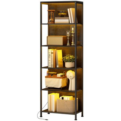 OEM Bibliothèque À 5 Niveaux Avec Éclairage Led, 7 Couleurs De Lumière, Pour Salon, 60 X 30 X 179 Cm, Noire - Publicité OEM Bibliothèque À 5 Niveaux Avec Éclairage Led, 7 Couleurs De Lumière, Pour Salon, 60 X 30 X 179 Cm, Noire - Publicité