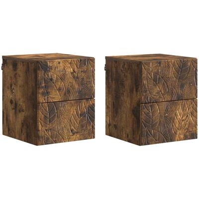 Cabinet De Chevet Mural 2 Pcs Chêne Fumé 34,5 X 33 X 40 Cm Vidaxl - Publicité Cabinet De Chevet Mural 2 Pcs Chêne Fumé 34,5 X 33 X 40 Cm Vidaxl - Publicité