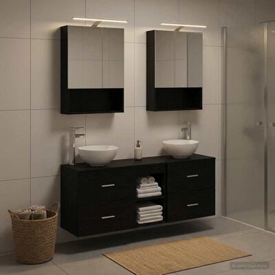 Ensemble D'Armoire De Salle De Bain 5 Pcs Chêne Noir Vidaxl - Publicité Ensemble D'Armoire De Salle De Bain 5 Pcs Chêne Noir Vidaxl - Publicité