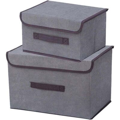 STAKMANN Lot De 2 Paniers De Rangement Pliables Avec Couvercle Et Poignée, Parfaits Pour Ranger Vêtements, Jouets Et Livres. Conviennent Aux Chambres, Armoires, Penderies Et Étagères De Bureau. Publicité STAKMANN Lot De 2 Paniers De Rangement Pliables Avec Couvercle Et Poignée, Parfaits Pour Ranger Vêtements, Jouets Et Livres. Conviennent Aux Chambres, Armoires, Penderies Et Étagères De Bureau. Publicité