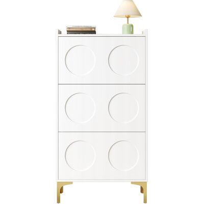 ACKERMAN Meuble À Chaussures Blanc Moderne, Lumineux Et Luxueux. Conception À Trois Niveaux Offrant Un Grand Espace De Rangement, Pieds En Métal Robustes, Solution De Rangement Peu Encombrante Pour L'Entrée. Publicité ACKERMAN Meuble À Chaussures Blanc Moderne, Lumineux Et Luxueux. Conception À Trois Niveaux Offrant Un Grand Espace De Rangement, Pieds En Métal Robustes, Solution De Rangement Peu Encombrante Pour L'Entrée. Publicité