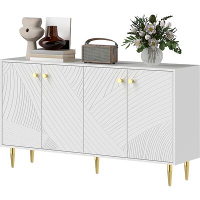 OEM Buffet Salon Meuble De Rangement Avec Étagères Réglables, Placards À Portes, 140 X 35 X 77,5 Cm, Blanc - Publicité OEM Buffet Salon Meuble De Rangement Avec Étagères Réglables, Placards À Portes, 140 X 35 X 77,5 Cm, Blanc - Publicité