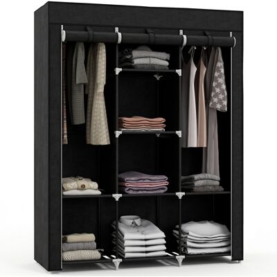 OEM Armoire Penderie Multi-rangement - 8 Étagères. 2 Barres - Non Tissé Noir - Publicité OEM Armoire Penderie Multi-rangement - 8 Étagères. 2 Barres - Non Tissé Noir - Publicité