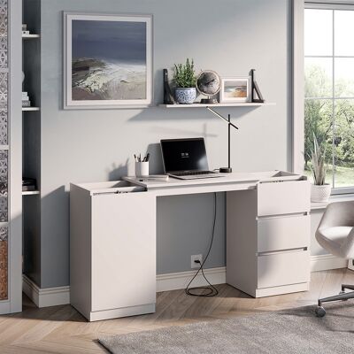 Commode Avec Fonction Bureau Varino, Blanc, 80x75.5cm Extensible, Vicco - Publicité Commode Avec Fonction Bureau Varino, Blanc, 80x75.5cm Extensible, Vicco - Publicité