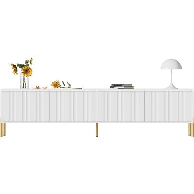 ACKERMAN Meuble Tv Blanc, 190 Cm De Long X 38 Cm De Large X 48 Cm De Haut, Pieds De Table Dorés, Porte Rainurée - Publicité ACKERMAN Meuble Tv Blanc, 190 Cm De Long X 38 Cm De Large X 48 Cm De Haut, Pieds De Table Dorés, Porte Rainurée - Publicité