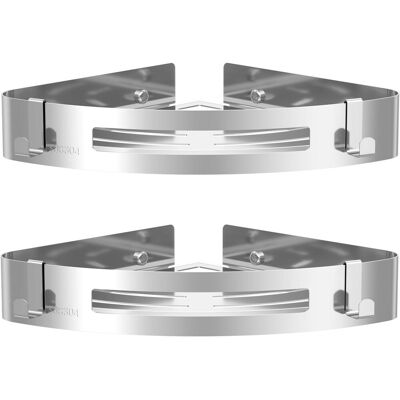 GRASSLIN Set De 2 Étagère, Acier Inoxydable, Design Triangulaire, Coin Optimisé, Salle De Bains Et Cuisine - Publicité GRASSLIN Set De 2 Étagère, Acier Inoxydable, Design Triangulaire, Coin Optimisé, Salle De Bains Et Cuisine - Publicité
