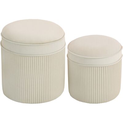 MH Lot 2 Poufs Coffres Vittorio Rangement Velours Côtelé Crème Design Élégant - Publicité MH Lot 2 Poufs Coffres Vittorio Rangement Velours Côtelé Crème Design Élégant - Publicité
